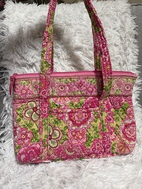 Vera Bradley Quilted Floral Tote Bag in Pink and Green